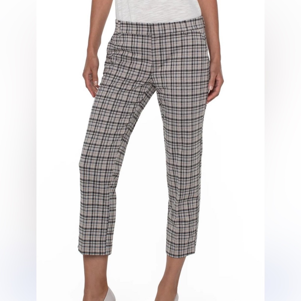 Sz 10/30⭐️NWT Liverpool FW 2023 Cashew (beige) Plaid Tartan Kelsey Knit trousers